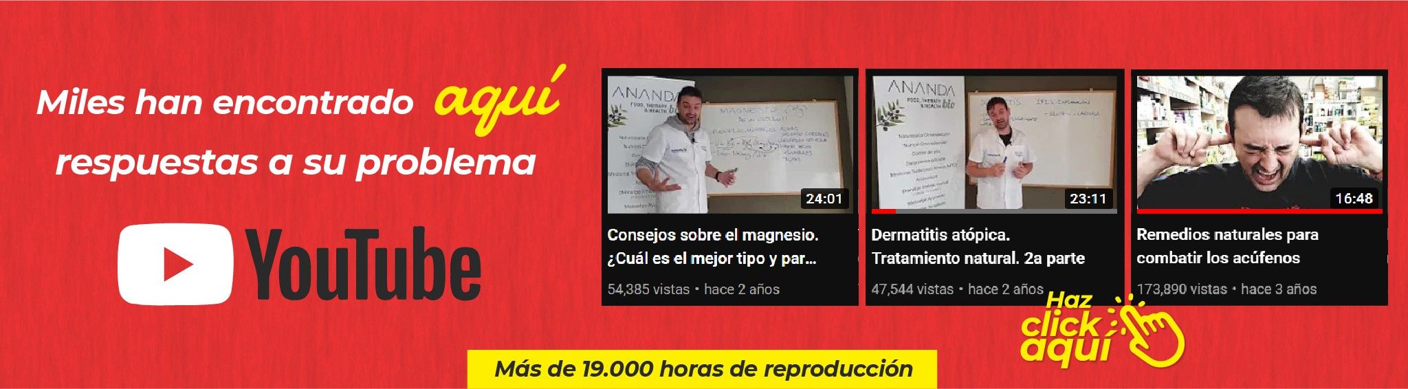Miles han encontrado aquí respuestas a su problema en nuestro canal de youtube 19.000 horas de reproducción