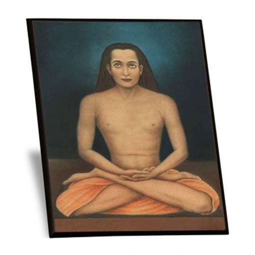 Foto Grande Mahavatar Babaji Con Soporte De Madera