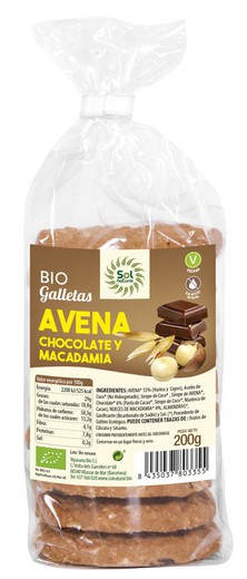 Galletas Avena Chocolate Y Macadamia Bio 200 G