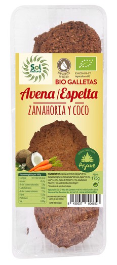 Galetes D'Espelta-Avena Pastanaga Coco 175 G