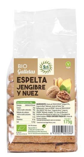 Galletas Espelta Jengibre Y Nueces Bio 175 G