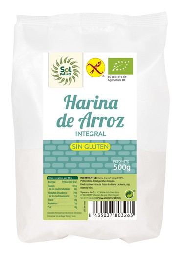 Harina De Arroz Integral Sin Gluten Bio 500 G