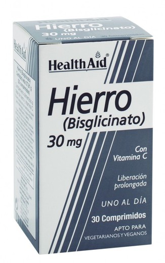 Hierro Biglicinato 30mg 30 Comprimidos Health Aid