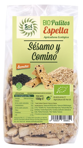 Palets Amb Sesamo I Comí Negre Bio 150 G