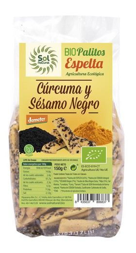 Palitos De Curcuma Y Sesamo Negro Bio 150 G