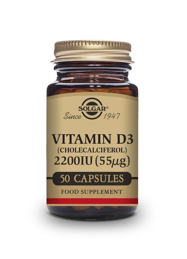 Vitamina D3 2200ui 55µg 50 Càpsules Vegetals Solgar