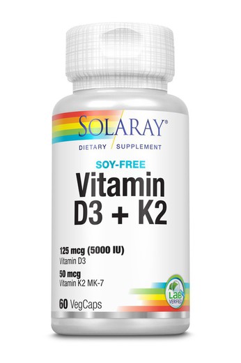 Vitamina D3 + K2 60 Cápsulas Solaray