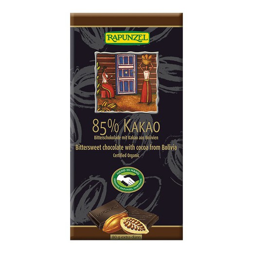 Tableta Chocolate 85% Cacao Rapunzel 80g