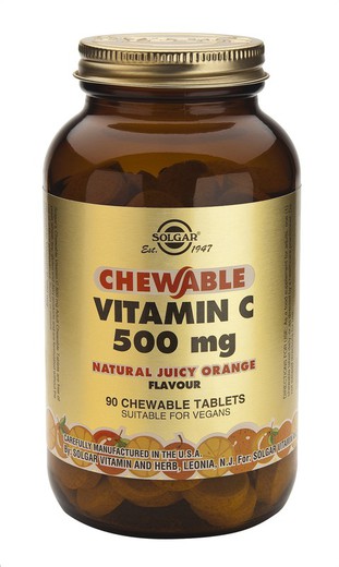 Vitamina C (Sabor Naranja) 500mg 90 Comprimidos Solgar