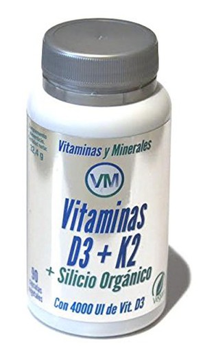 Vitamina D3 + K2 + Silicio Organico 90 cápsulas