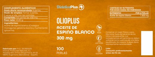Olioplus Oli Espí Blanc 300mg 100 Perles Dietètica Plus