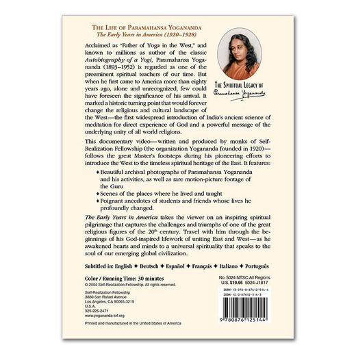 DVD La Vida De Paramahansa Yogananda: Els Primers Anys A Amèrica