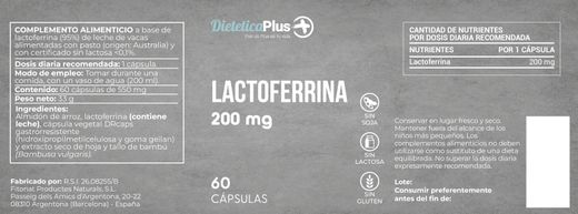 Lactoferrina 200mg 60 Càpsules Dietètica Plus