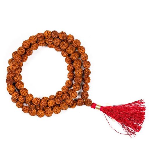 Mala de Rudraksha con 108 cuentas + bolsa de brocado
