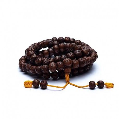 Mala de Rudraksha con 108 cuentas pulidas de 1,0 cm