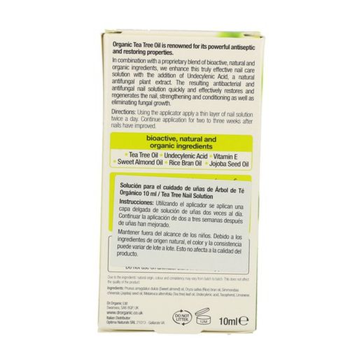 Solució Per a Ungles D'Arbre Del Te 10ml Dr. Organic Hogos, Ungles Trencadisses.